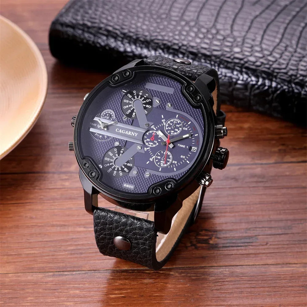 Luxury Big Dial Watch for Men | High Quality Leather Strap Quartz Wristwatch | Fashion Iced Out Watch | 2026 Relogio Masculino | Dropshipping New | Caratix - CaratixJewelry
